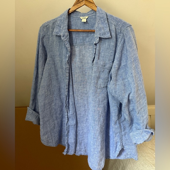 Vintage L.L. Bean Linen Button Front Shirt - Picture 2 of 4